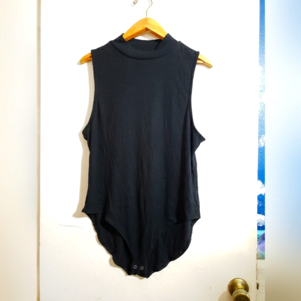 American Eagle Black Mock Neck Knit Bodysuit XXL